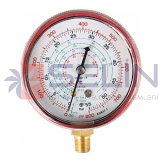 MANOMETRE YÜKSEK BASINÇ SAAT KIRMIZI R22-R134-R404-R410