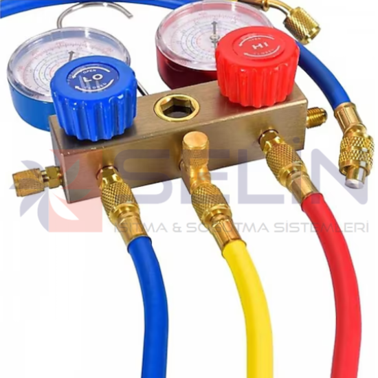 MANİFOLD SETİ ÜNİVERSAL R407-R410-R134-R404-R22 (3 HORTUMLU)